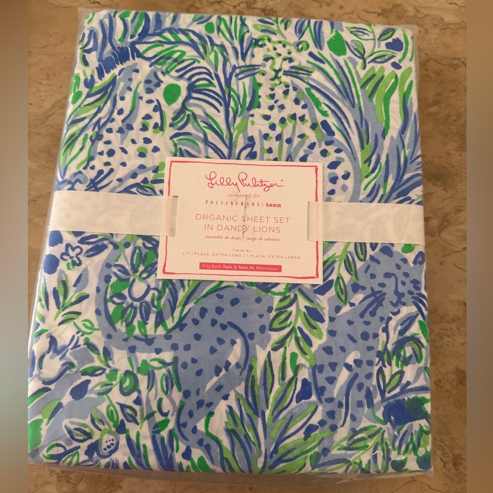 Brand New Lilly Pulitzer for Pottery Barn Dandy Lion Organic Sheet Set Twin XL - Picture 3 of 3
